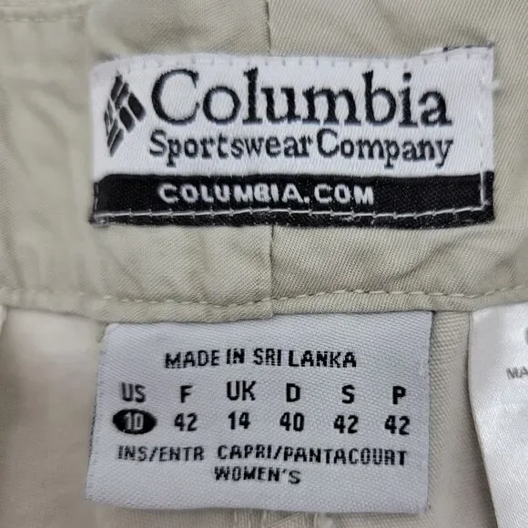 Columbia Women’s Capri Pants Size 10 Beige Small Stains Outdoor Hike Camp Travel - Picture 6 of 11